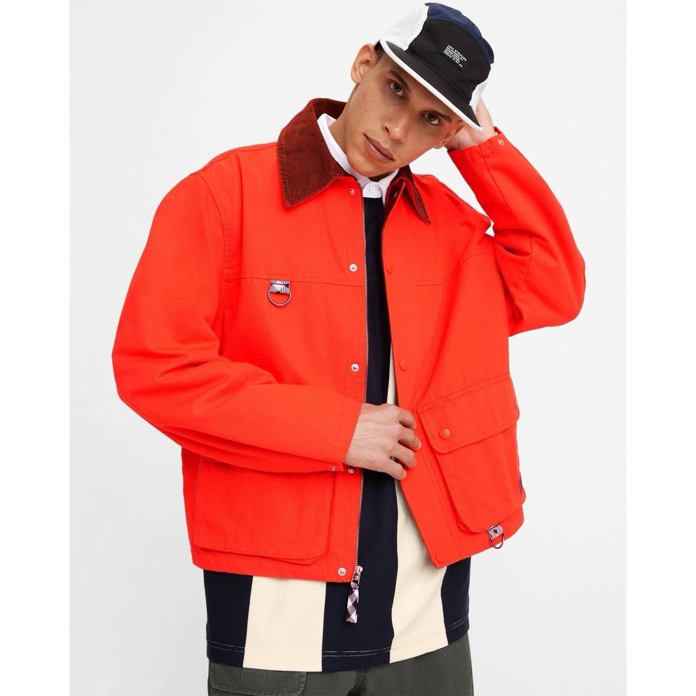 Levi Strauss Orange Panhandle Trucker Jacket Corduroy Collar Plaid Lined Men XXL